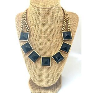 MK Michael Kors Black and Gold Pyramid Statement Necklace